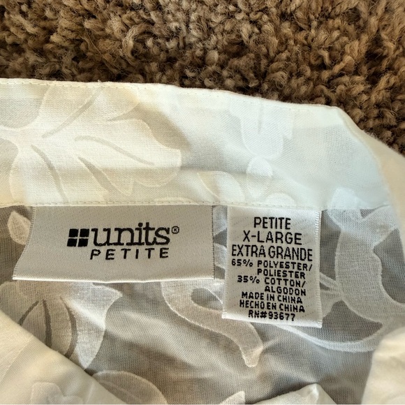 Vintage Sheer White Floral Fabric Buttoned Tunic Top By UNITS Size PXL - Picture 2 of 6